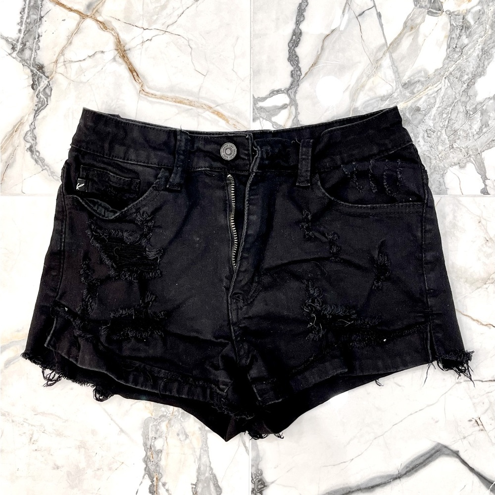 KanCan black ripped Jean shorts